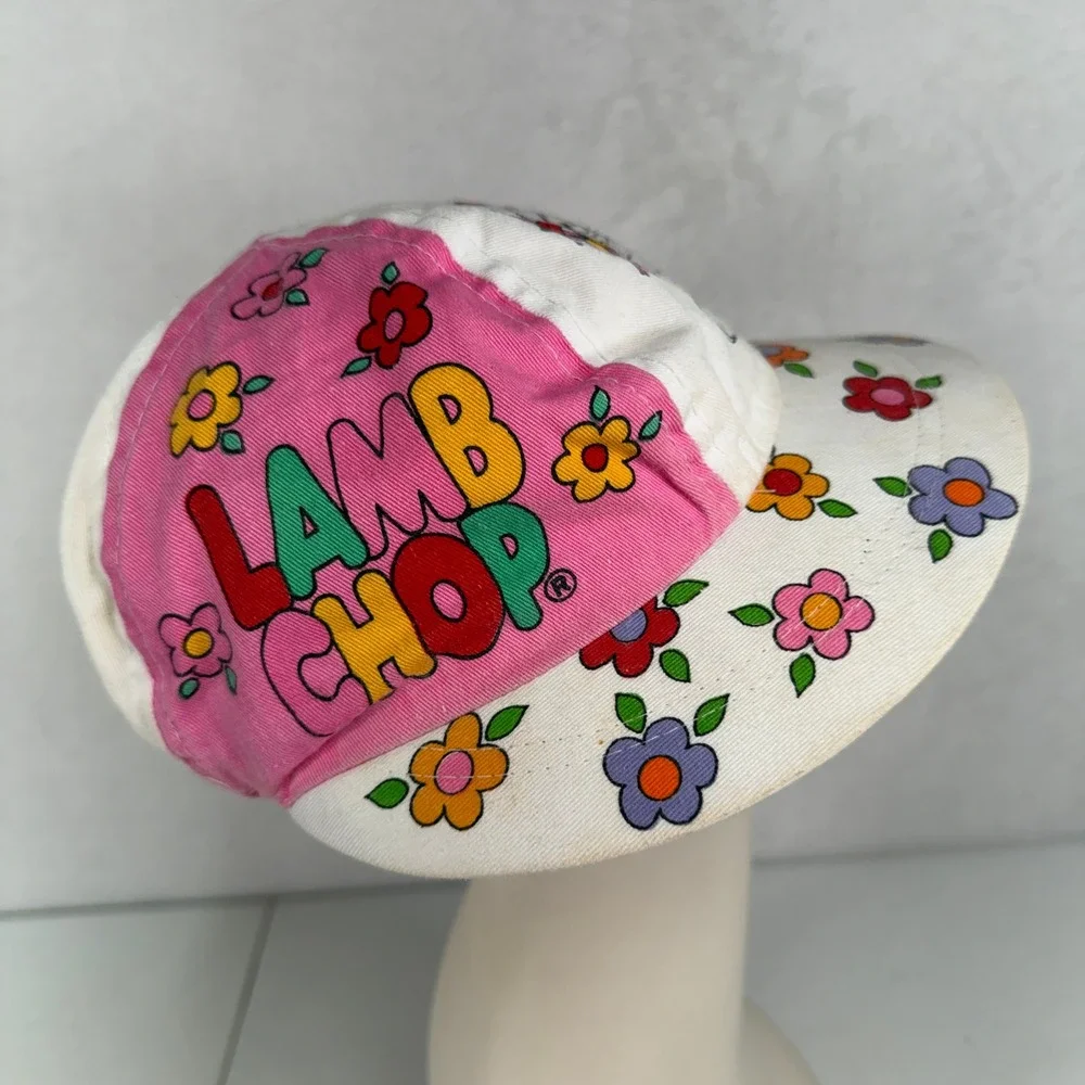 Lamb Chop & Friends Size S Hat 1993 Shari Lewis Vintage Floral Pink White Cap